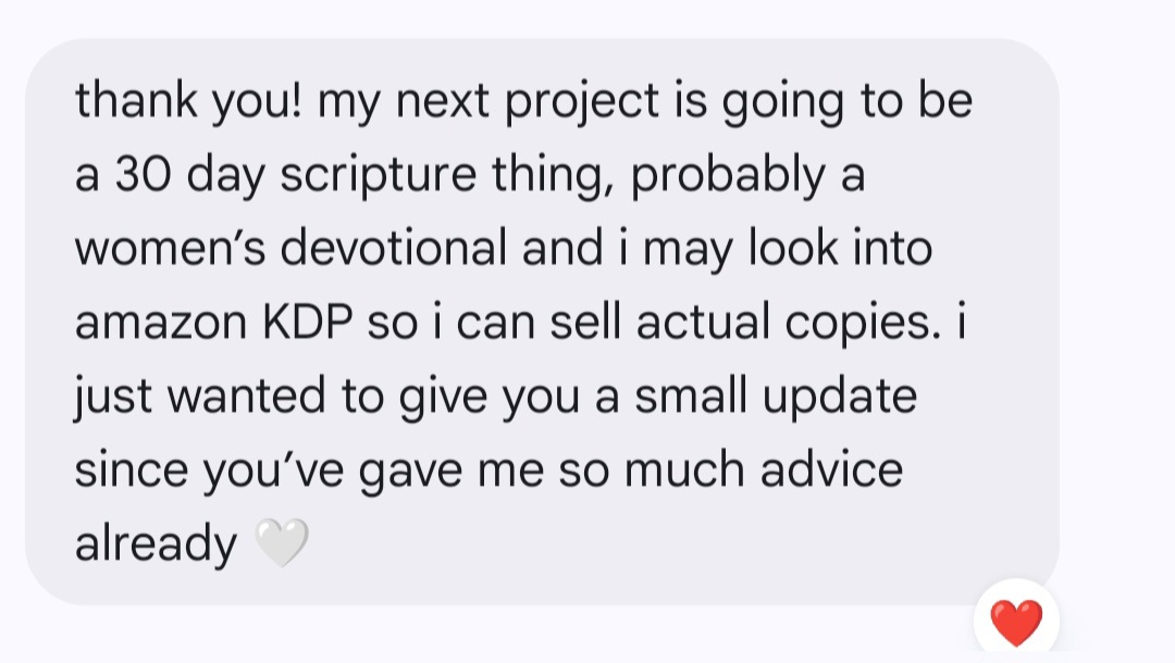 Next project already in motion — devotional + Amazon KDP.